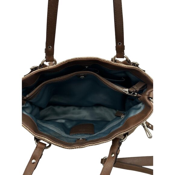 COACH Poppy Signature Glam Tote Women’s Bag Khaki Brown 19966 Retro Designer - Picture 11 of 14